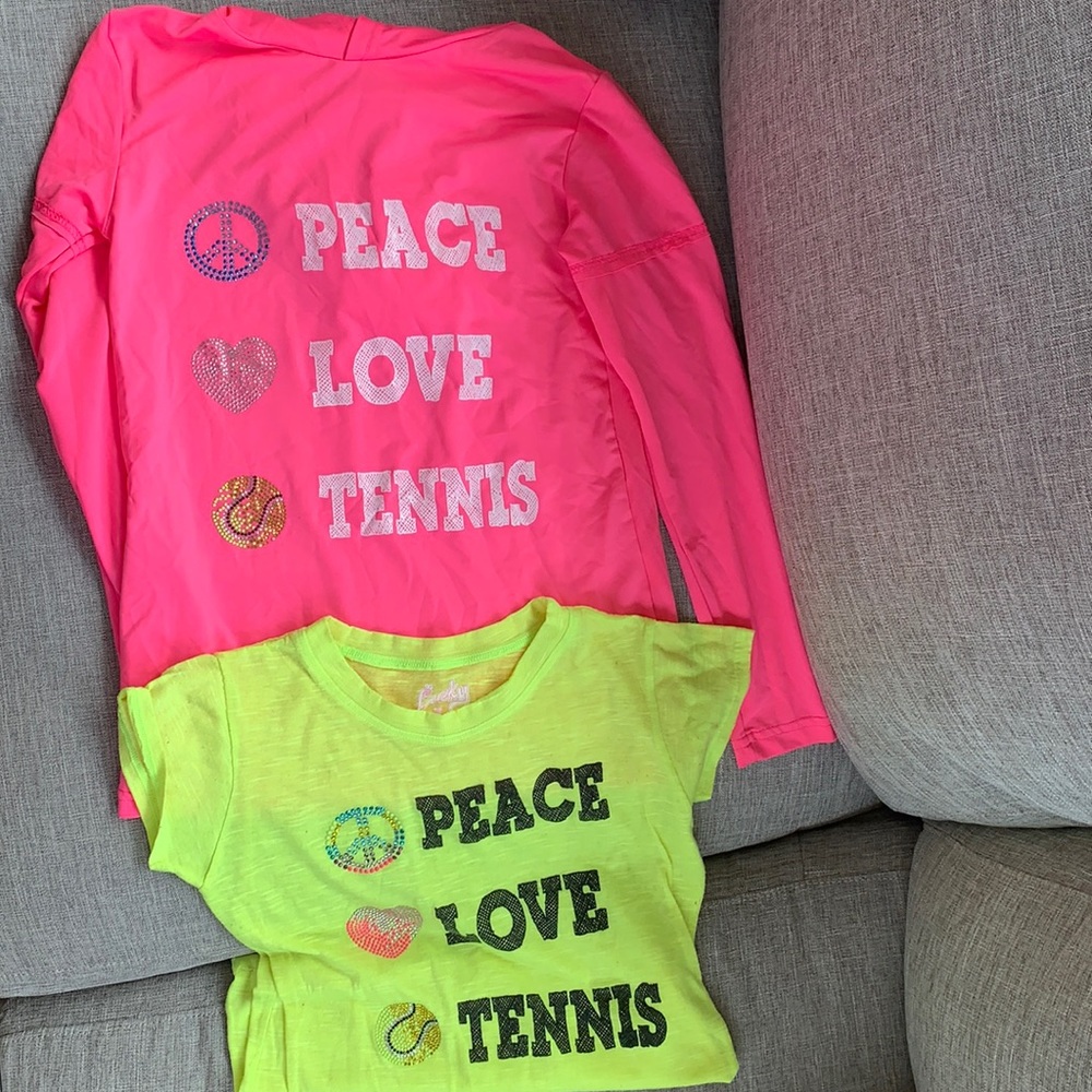 Lucky in Love tennis shirts yellow-10/12,pink 7/8